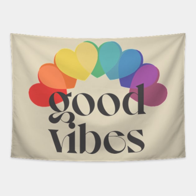 Good Vibes / / Rainbow Heart Design Tapestry by DankFutura