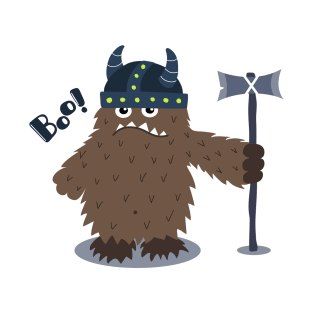 Boo! Funny Illustration For Kids. Viking With Axe T-Shirt