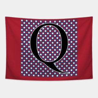 Old Glory Letter Q Black on Small Star Fill Tapestry