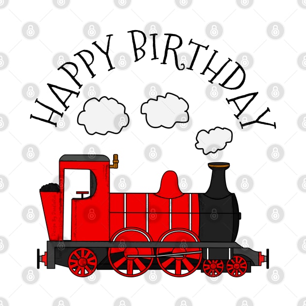 Steam Train Happy Birthday Rail Enthusiast (Red) by doodlerob