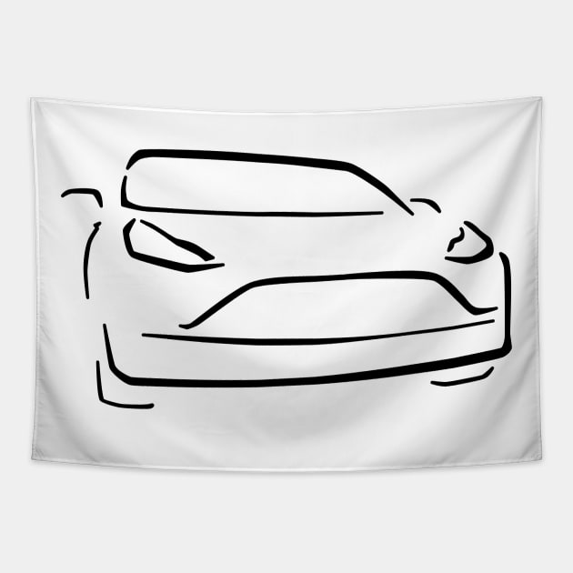 Electric Car Abstract Drawing Tapestry by Shannon Marie