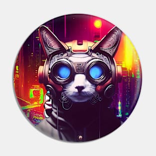 Techno Cat In Japan Neon City Pin