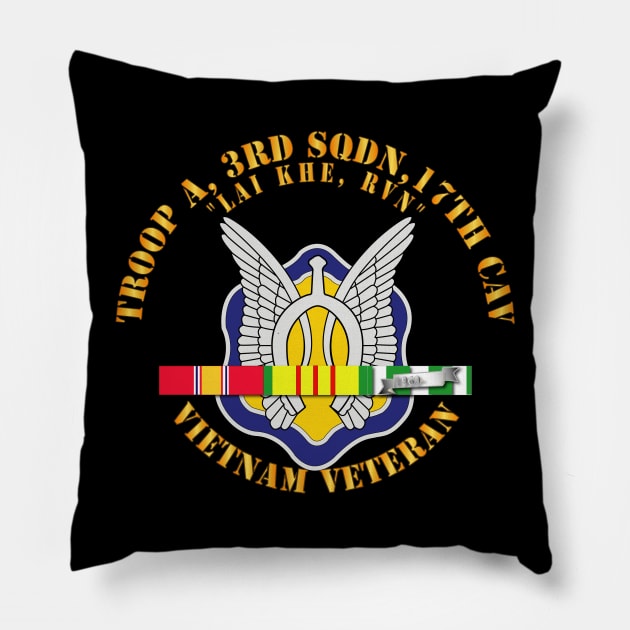 Troop A, 3rd Sqdn 17th Cavalry w SVC Ribbon V3 Pillow by twix123844