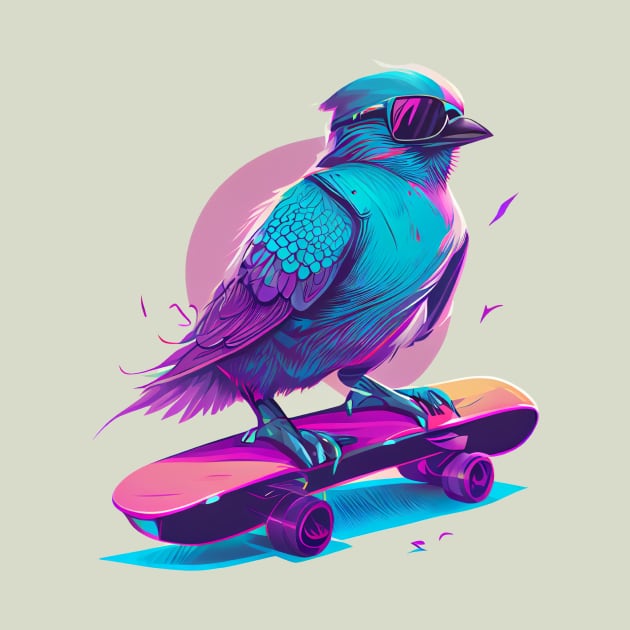 Bird on a Skateboard by PawtImages