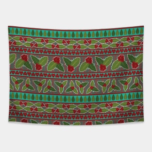 Holly Berries Pattern Tapestry