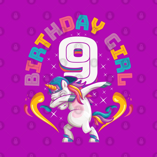 Dabbing Unicorn Birthday Girl 9 Years Old by aneisha