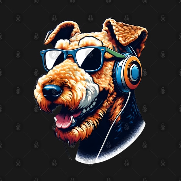 Airedale Terrier Smiling DJ: Beats and Style Unleashed by ArtRUs