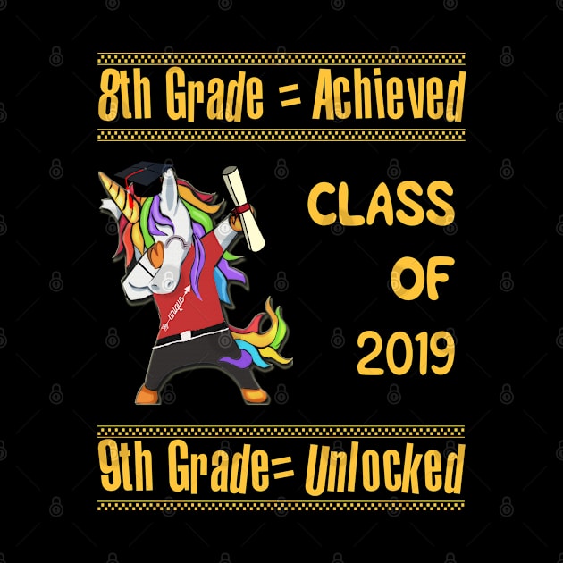 8th Grade Achieved 9th Grade Unlocked Unicorn Graduation Hat Diploma by familycuteycom