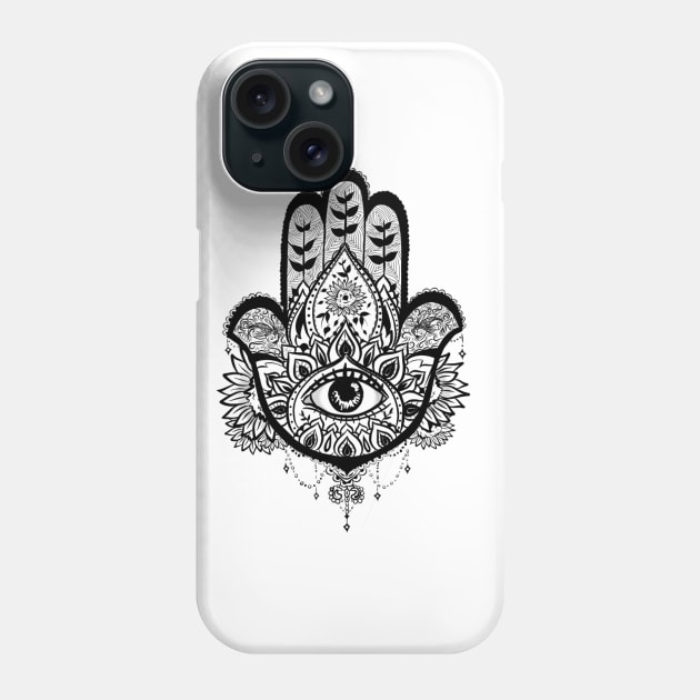 Hamsa Hand Sunflower Phone Case by KateVegaVisuarts