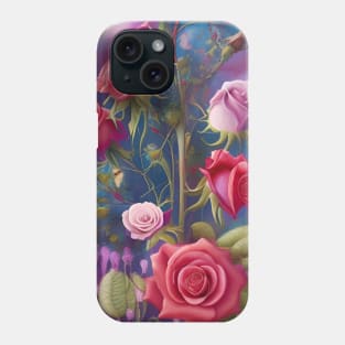 Beautiful painting of flower garden pink and red roses Phone Case