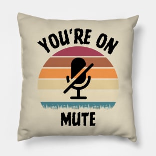 you are on mute combine retro sunset Pillow