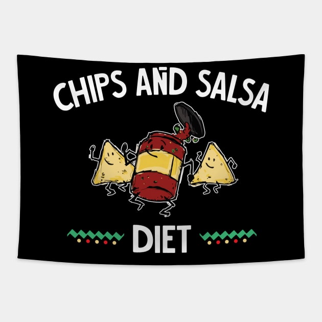 Chips and Salsa Diet Funny Food Lover Gift Tapestry by Zone32