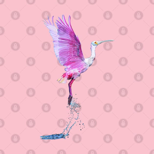 Serenity in Flight: Rosette Spoonbill Graphic Print – Captivating Nature Art for Your Space by LastViewGallery