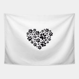 heart with black paw print Tapestry