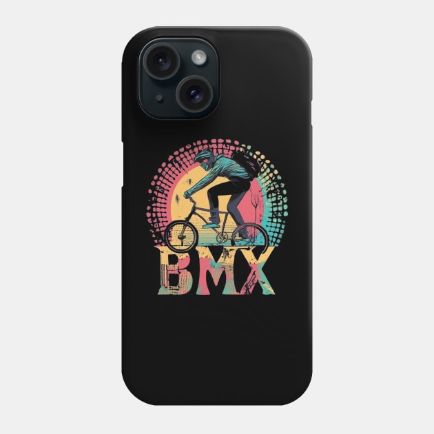 BMX Grunge Sun for Men Women Kids and Bike Riders Phone Case by Vermilion Seas