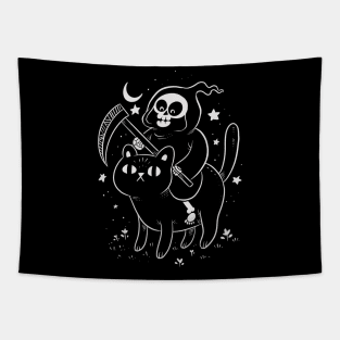 grim reaper and cat Tapestry