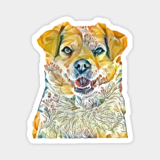 dog flowers yellow labrador retriever Magnet