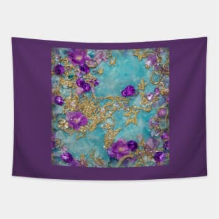 Amethyst, Rose Quartz and Violets Pattern Tapestry