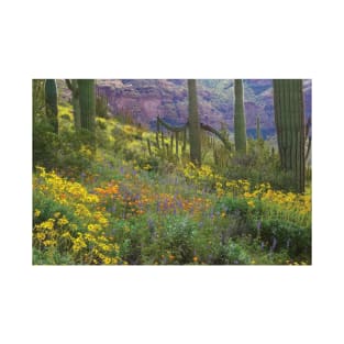 Saguaro Amid Flowering Lupine California Brittlebush Organ Pipe Cactus National Monument T-Shirt