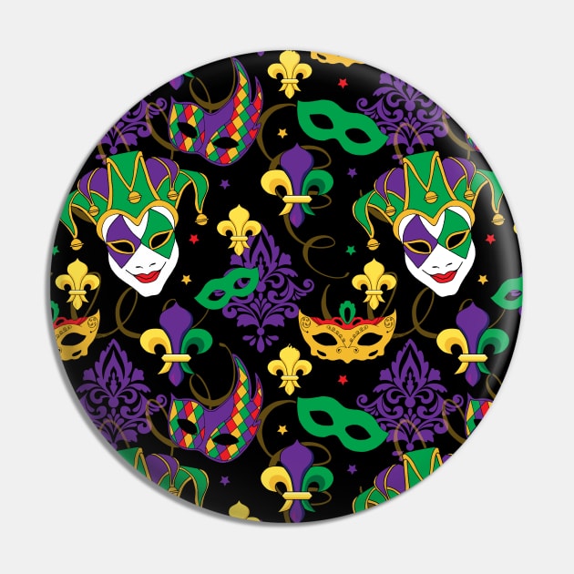 Mardi Gras Masks Pattern Pin by HotHibiscus