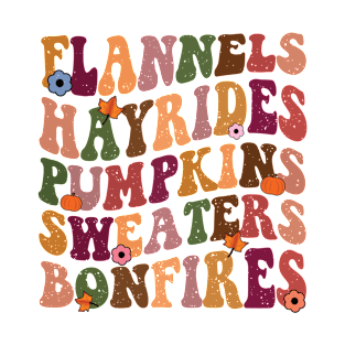 Flannels Hayrides Pumpkins Vintage Sweaters Bonfires T-Shirt