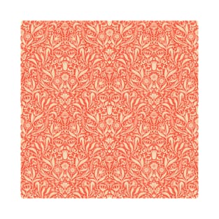 Prewashed Coral Floral Damask T-Shirt