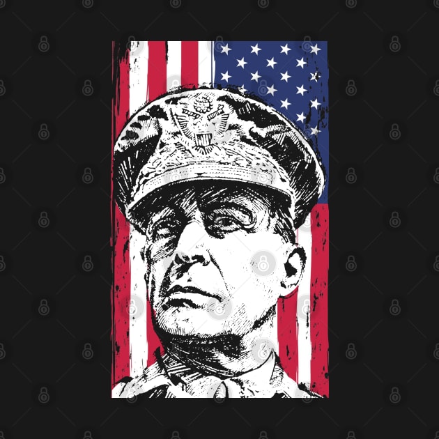 General Douglas MacArthur USA Flag by Distant War