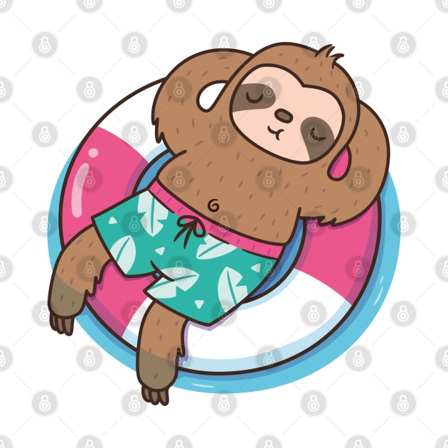 Cute Sloth Chilling On Pool by rustydoodle