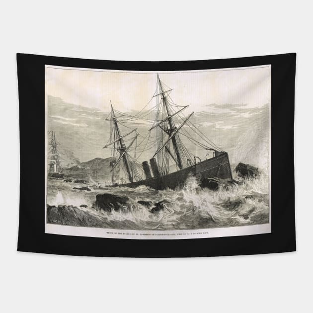 Wreck of St Lawrence on Paternoster Reef Tapestry by artfromthepast