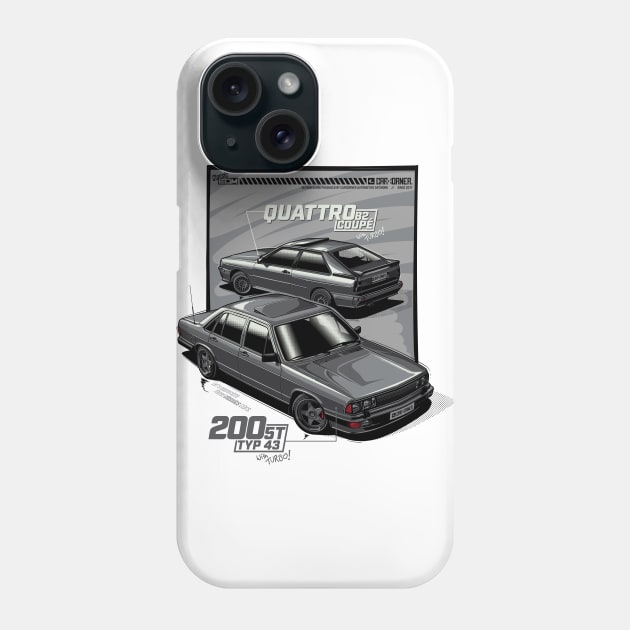 EDM - Classic Quattro & 200 - CarCorner Phone Case by CarCorner - Automotive Artwork