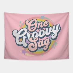 One Groovy Sagittarius Cute Retro Design in Pastel Colors Tapestry