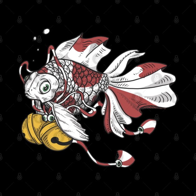 Japanese Goldfish with Lucky Bells Art Print by CloudWalkerDesigns