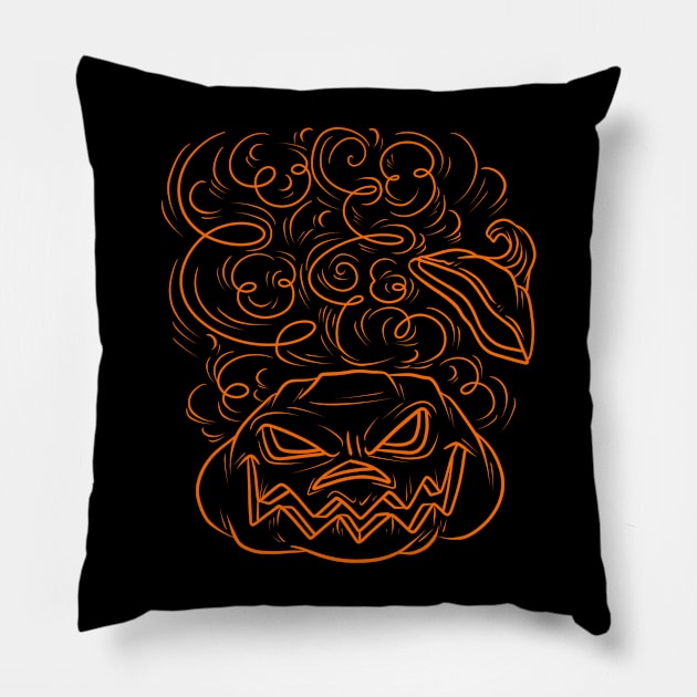 Halloween - Angry Orange Line Pumpkin Pillow by saradaboru