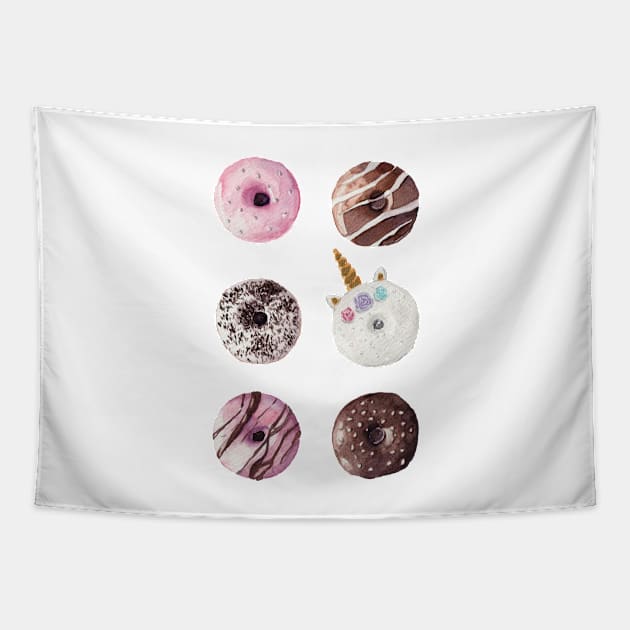 Watercolor donuts Tapestry by InnaPatiutko