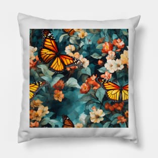 Monarch Butterflies Watercolor 6 Pillow