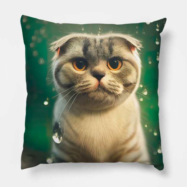 Sad cute little cat Pillow by DyeruArt