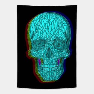 Light blue skull with colorful fades Tapestry