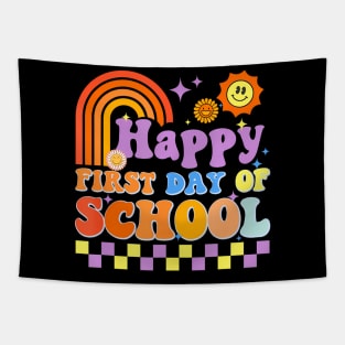 Happy First Day Of School Groovy Kids Student Back To School Tapestry