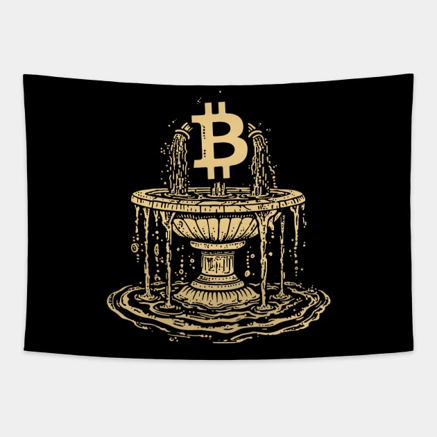 Cryptocurrency. Bitcoin fountain Tapestry by DragonDream