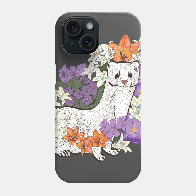 Weasel & Lilies & Violets Phone Case by theartfulscientist