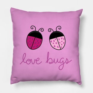 Love Bugs Cartoon Ladybugs Pair, made by EndlessEmporium Pillow