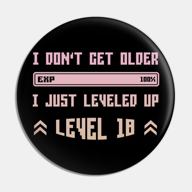 I Leveled Up 18th Birthday Funny Gamer Gaming Gift Idea Pin by Eugen_Design