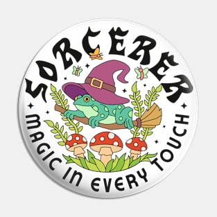 Frog Sorcerer Retro Graphic Pin