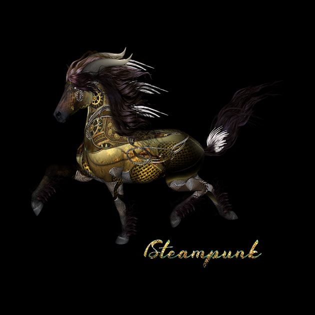 Awesome steampunk horse in the darknes of the night by Nicky2342