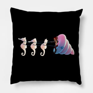 Cute mermaid has fun with seahorses Pillow