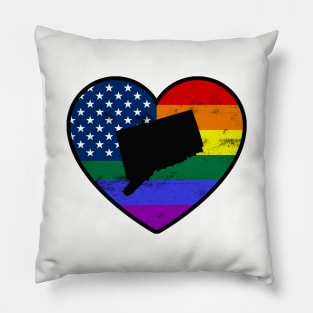 Connecticut United States Gay Pride Flag Heart Pillow