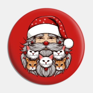 Funny Santa Beard Full of Cats Pin