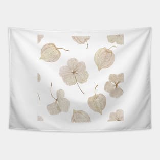 Physalis dry flowers watercolor print. Golden berry leaf structure. Cape gooseberry elegant floral print Tapestry