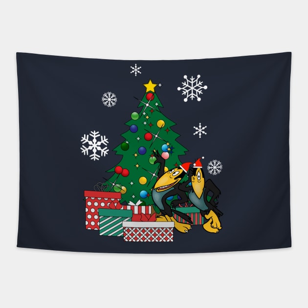 Heckle And Jeckle Around The Christmas Tree Tapestry by Nova5