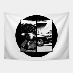 NISSAN SKYLINE GT-R R32 Black 'N White 5 Tapestry